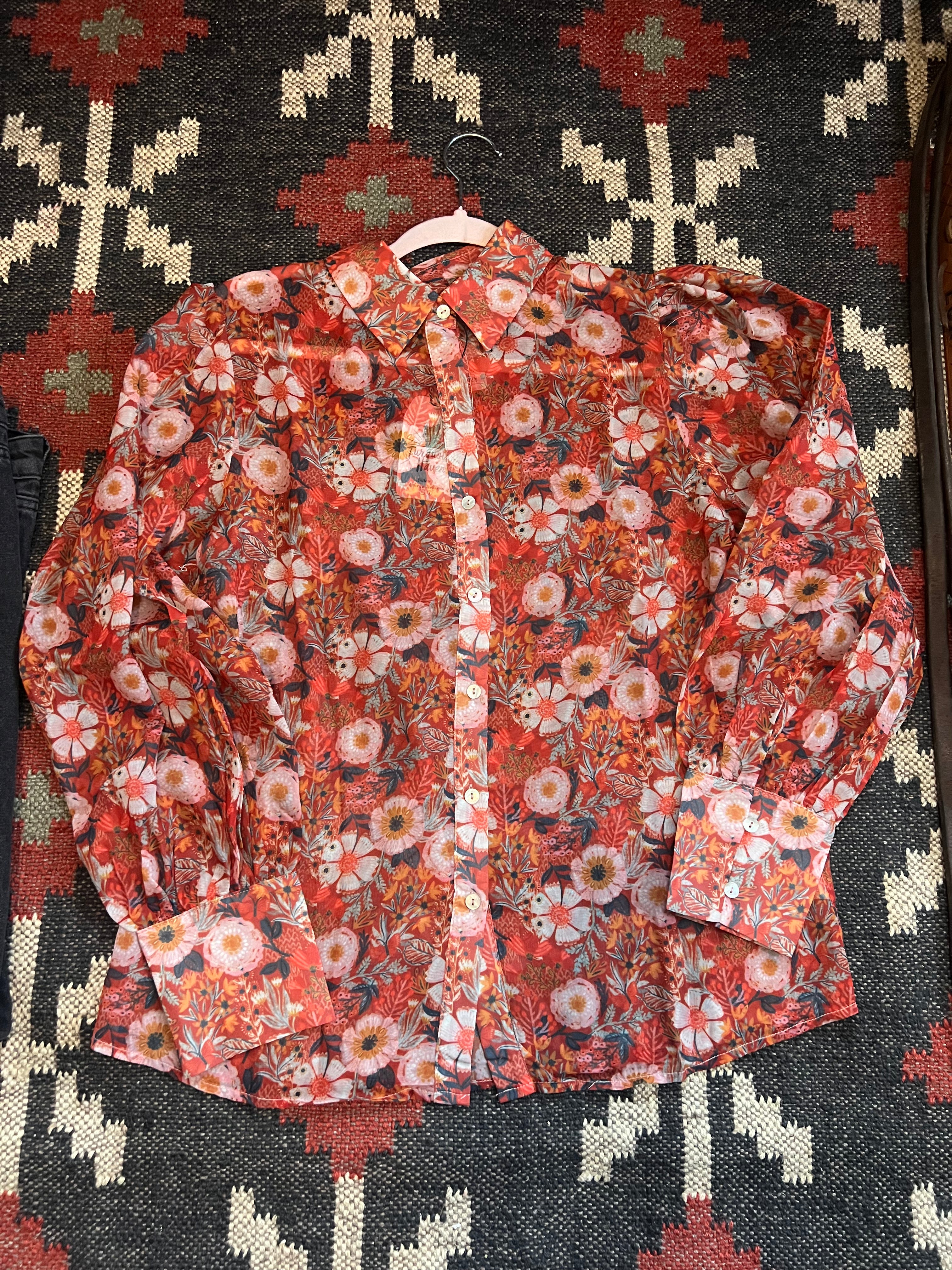 Vintage Floral Blouse - Dark Colors