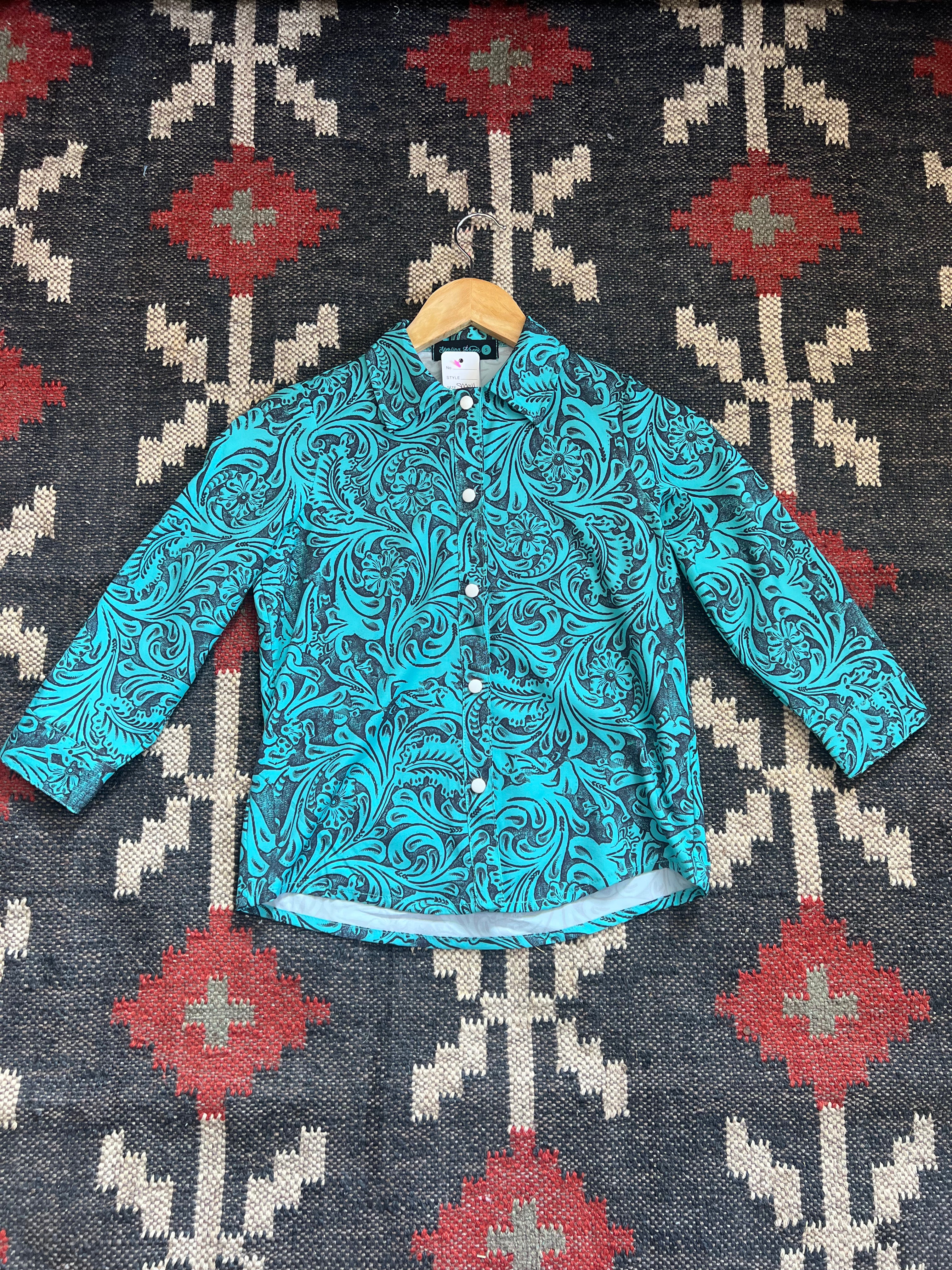 KIDS Turquoise Tooled Button Up