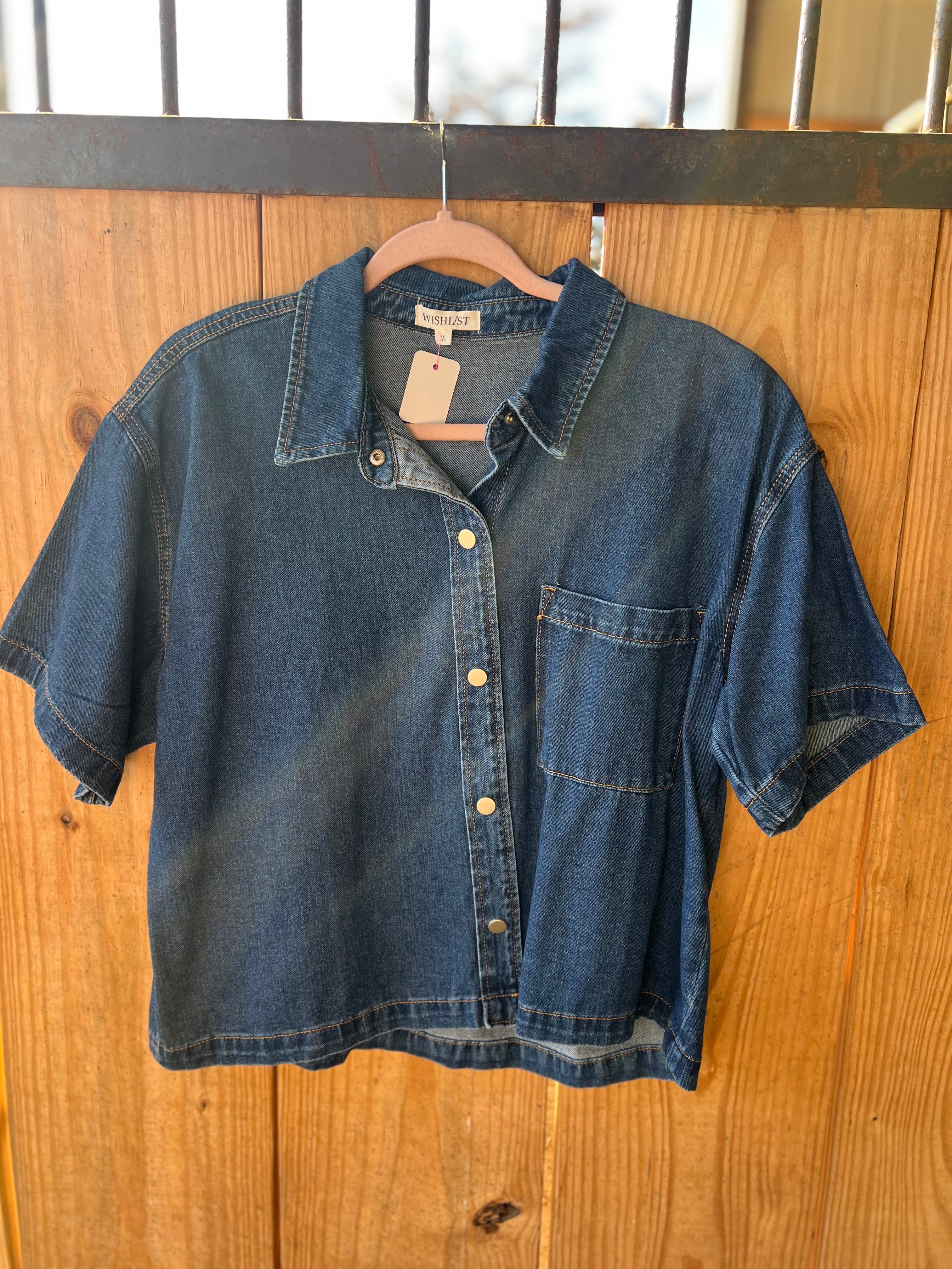 Denim Button Tee